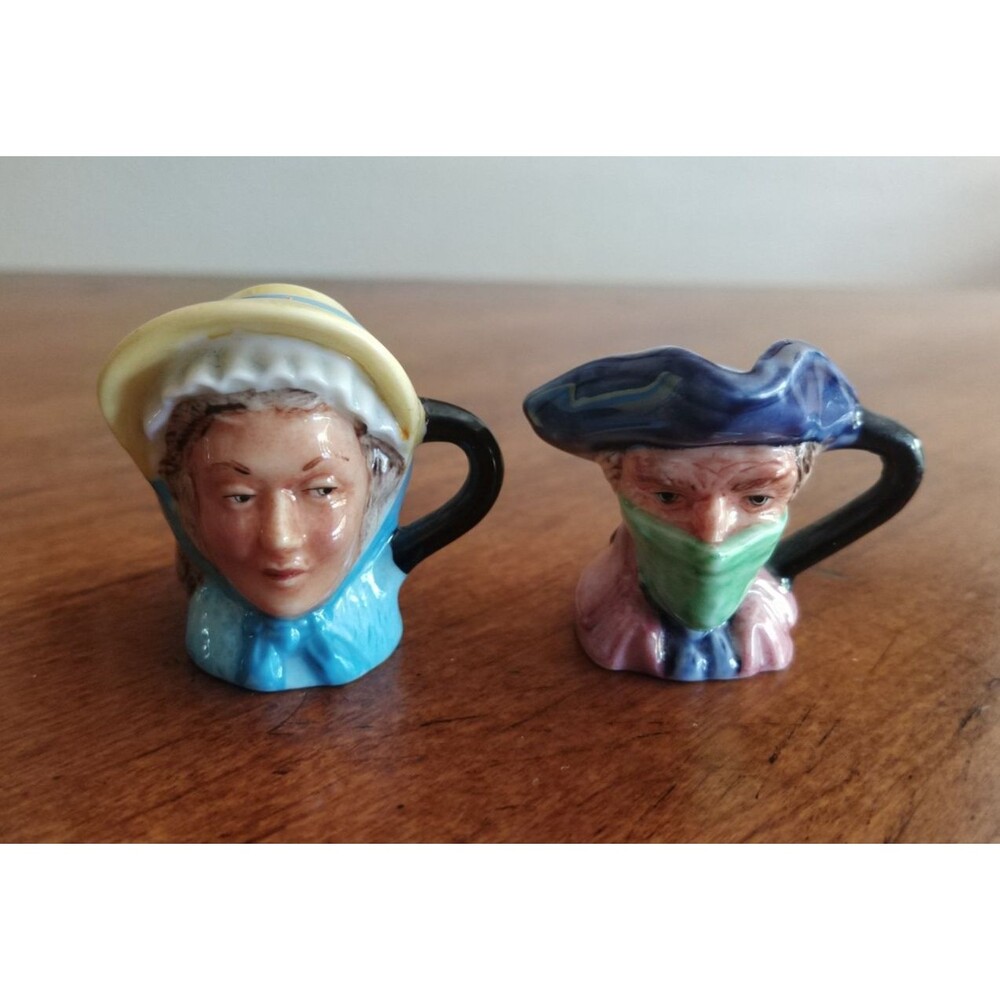 Vtg Franklin Mint Miniature Mini Toby Jug P. Dick Turpin Moll Flanders 1982